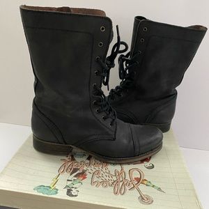 Jeffery Campbell Distressed Leather Combat Boots.